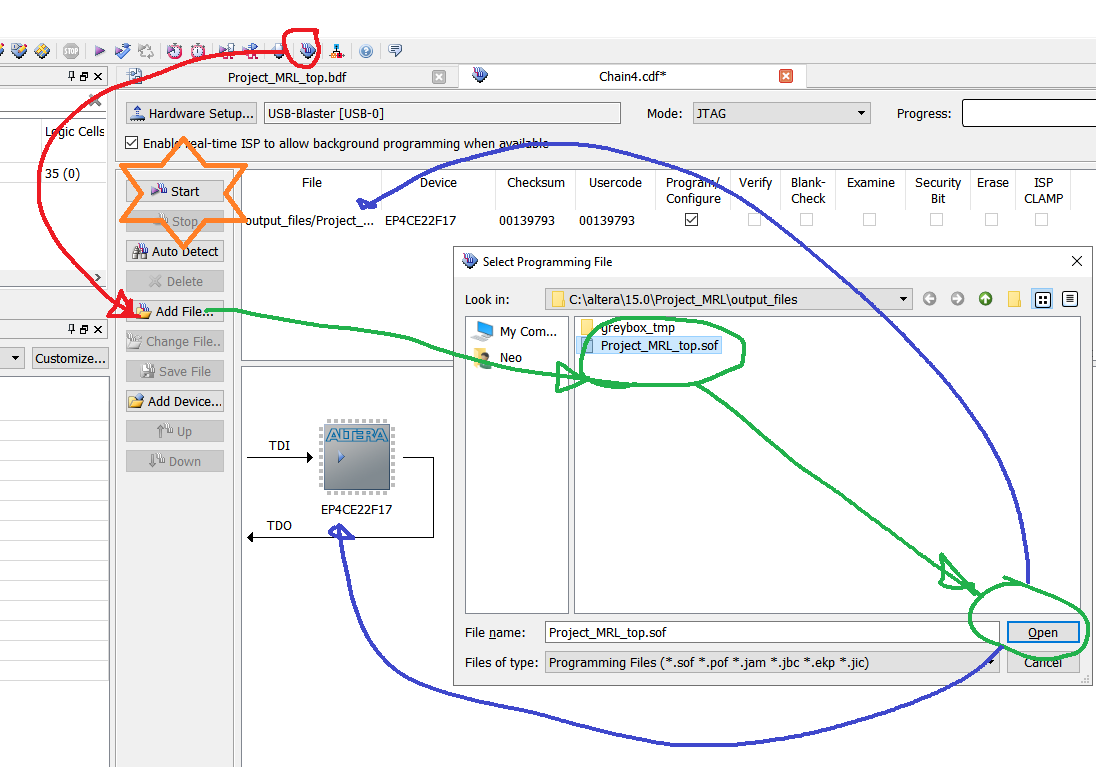 altera quartus ii programmer detect usb blaster